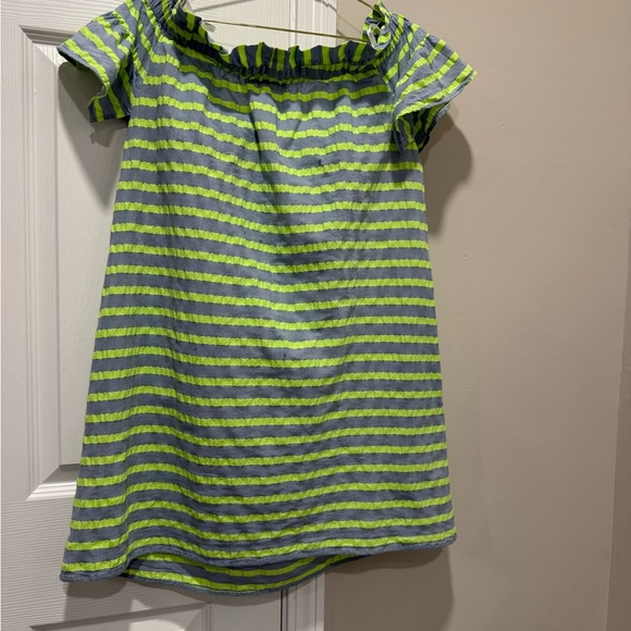 Anthropologie Corey Lynn Calter Striped Shift Dress Ruffle Off Shoulder  Sz S - Picture 2 of 6